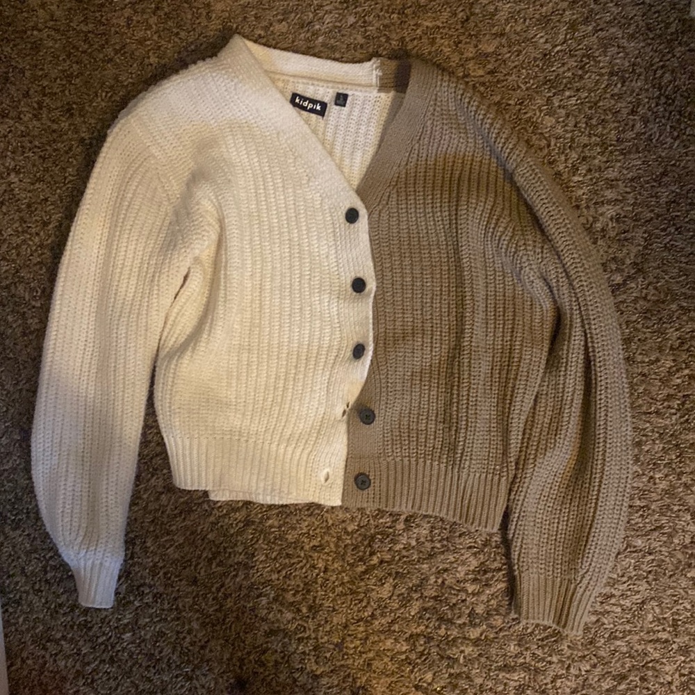 Brown and white sweater